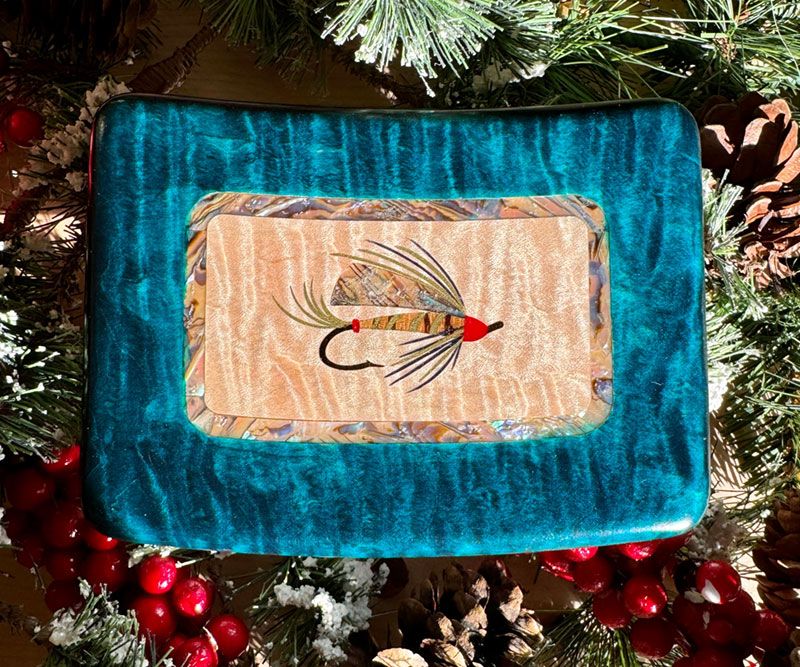 Big Sky Fly Box With Abalone-Framed Streamer Fly - A.L. Swanson Craftsman  Studios
